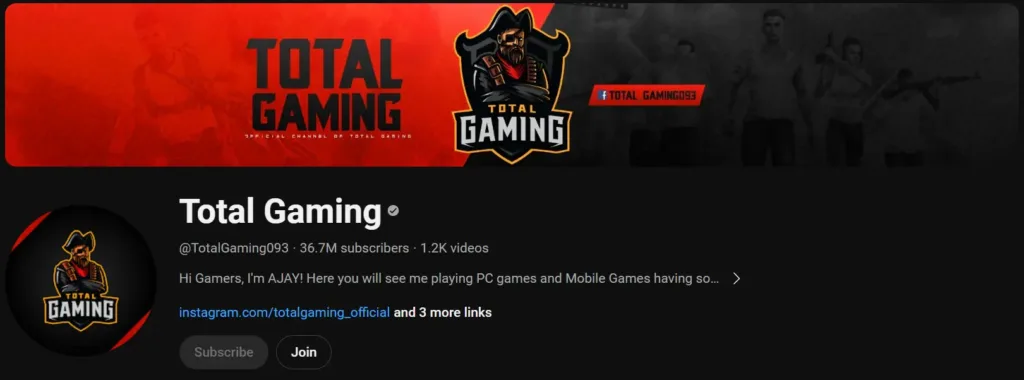 Screenshot 2023 11 04 142525 Shocking! Total Gaming Is Not The Biggest Gaming Channel In India Beaten By New Channel Latest Updates
