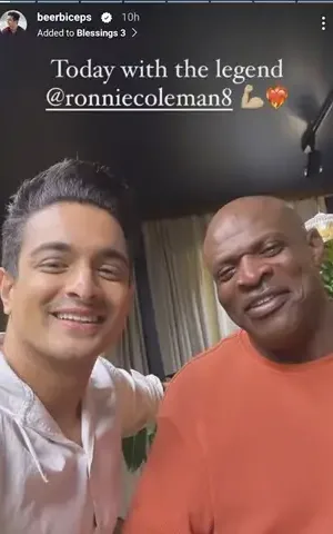 Ranveer Allahbadia with ronnie coleman wwe Wrestler 