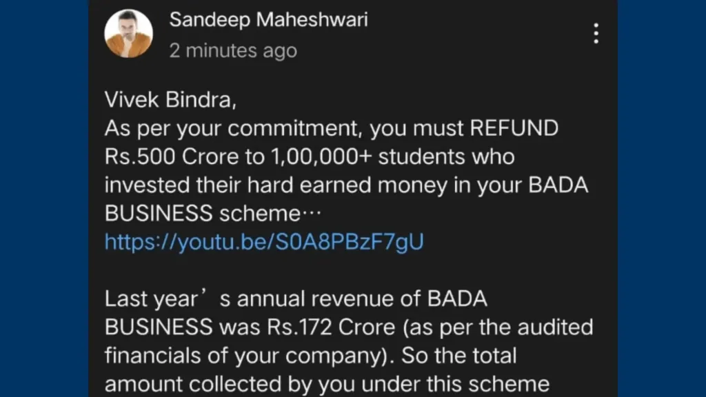 Sandeep maheshwari Deleted Reply to Vivek Bindra Controversy Latest Update ! 