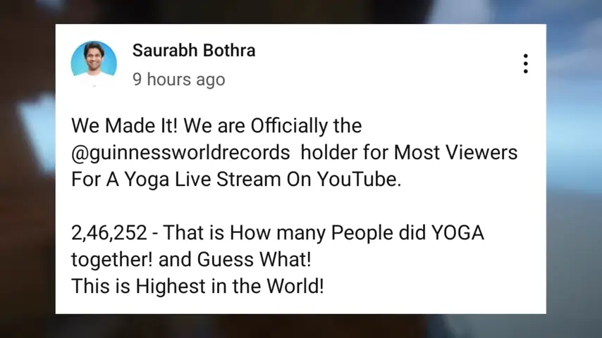 saurabh bothra World Record for Yoga most live stream viewer 