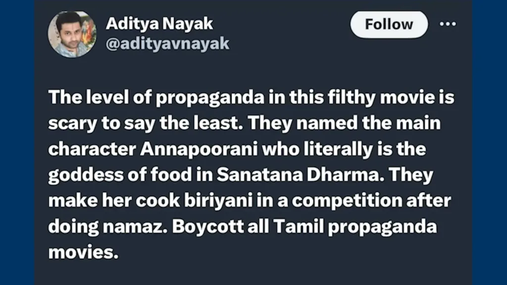 annapoorani film controversy boycott netflix hindu ram scene 