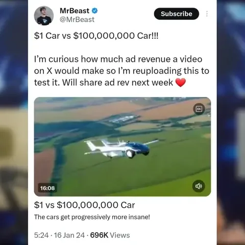 MrBeast Video on Twitter Elon Musk Tweet x 