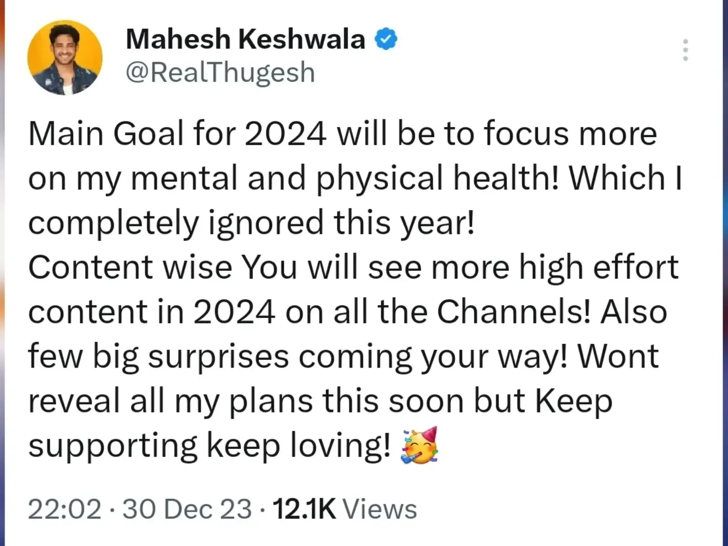 Thugesh Goals and Resolution for New Year 2024 , Youtubers Reaction , Happy New Year 2024 