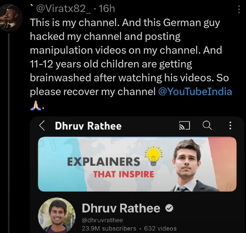 Dhruv Rathee channel deleted youtube india action supreme court case defamation by bjp politician narender modi got angry